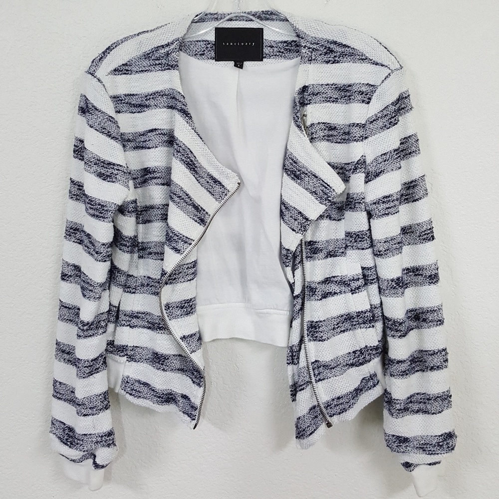Sanctuary Sz S Navy White Racer Jacket